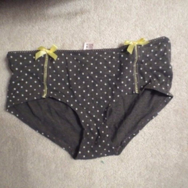 POLKA DOT BLACK YELLOW RIBBON PANTIES