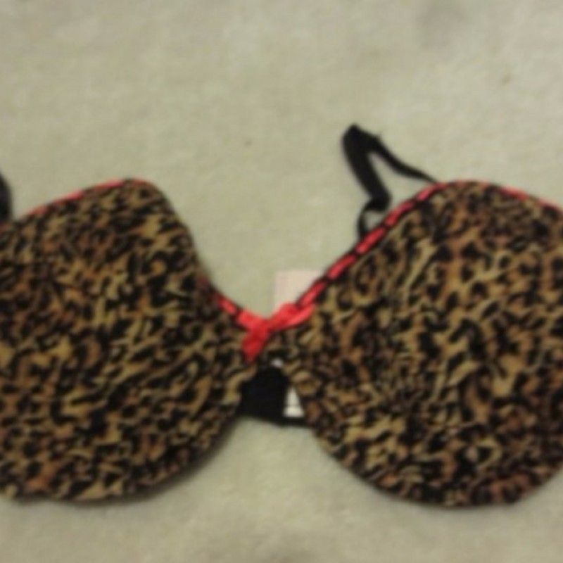 LEOPARD PRINT BRA WITH ROUGE RIBBON