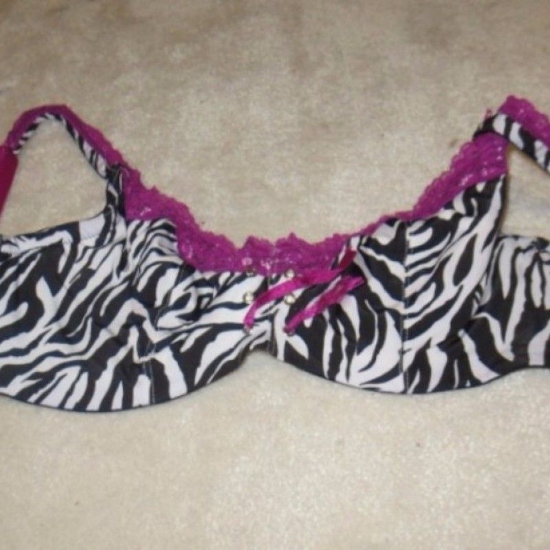 ZEBRA PRINT BRA WITH VIOLET LACE