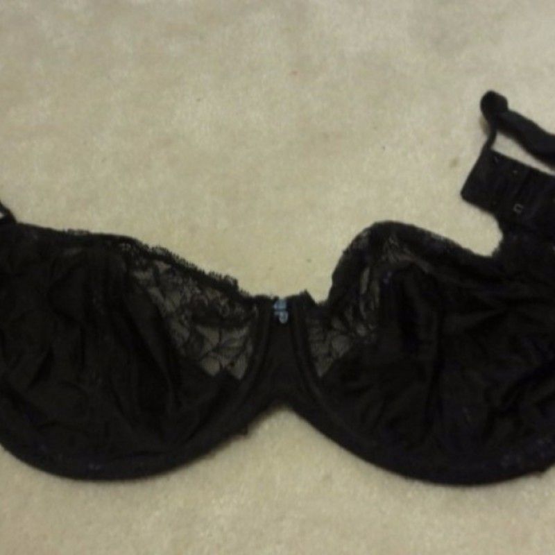 SHEER SATIN BLACK BRA