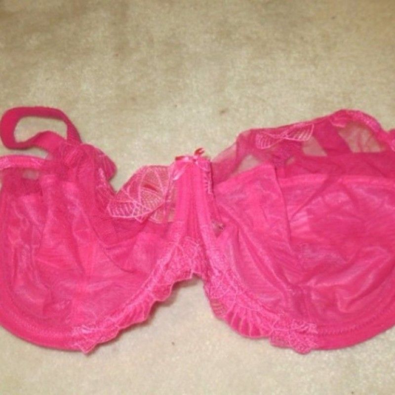 SHEER HOT PINK BRA WITH RUFFLE