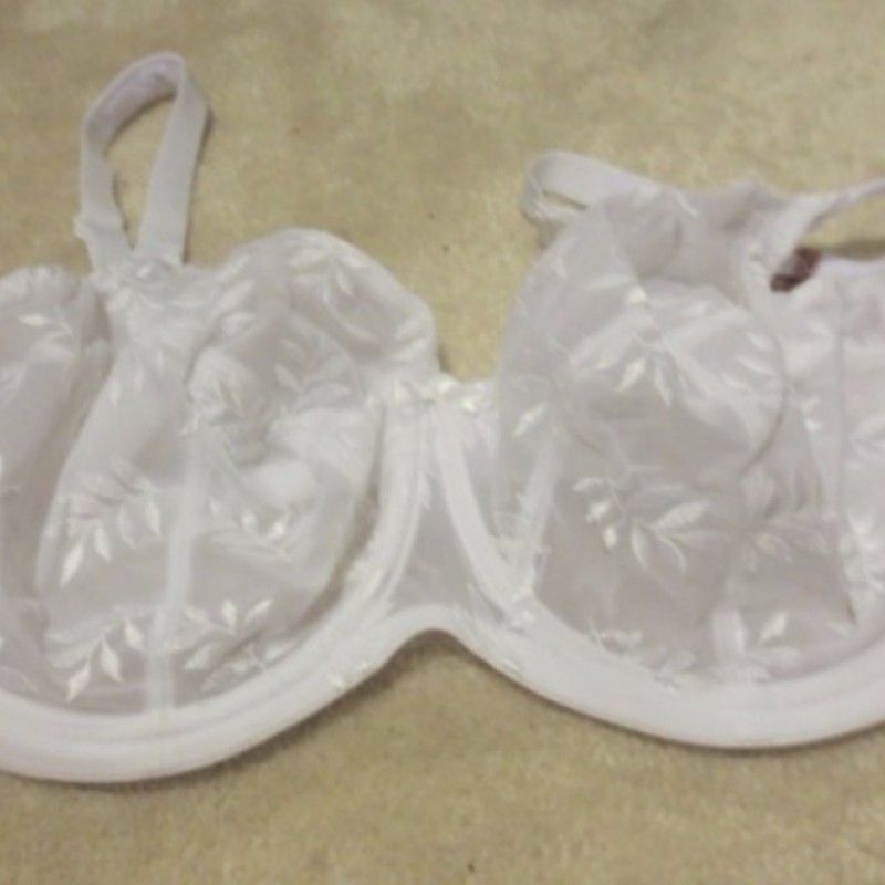 BRIGHT WHITE SHEER BRA WITH FLORETS