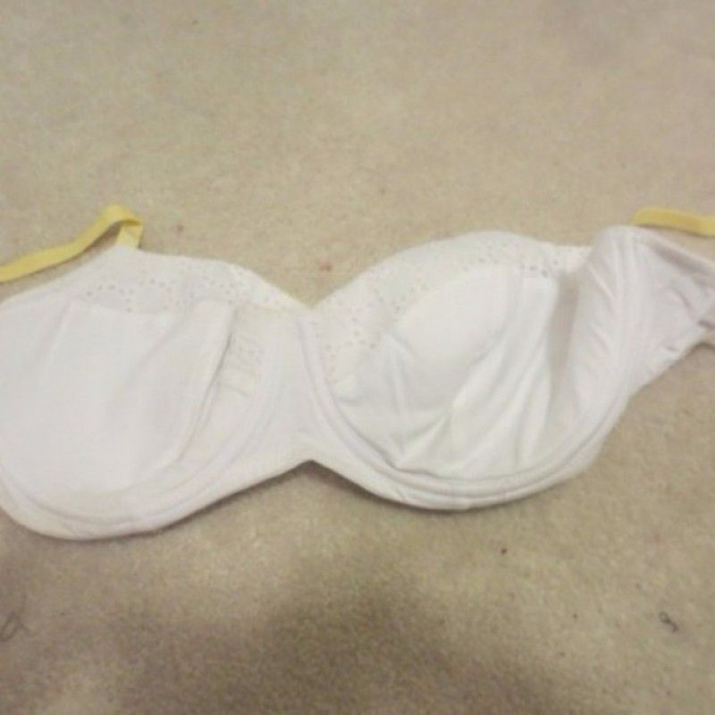 WHITE CLOTH BRA WITH TAN STRAPS