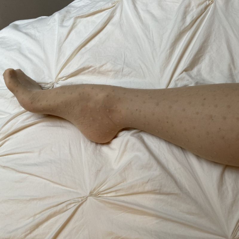 Beige Dotted Knee Highs