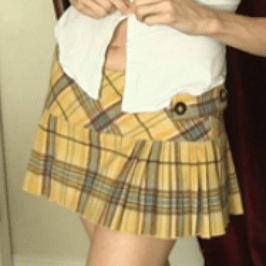 THE Yellow Plaid Pleated Skirt