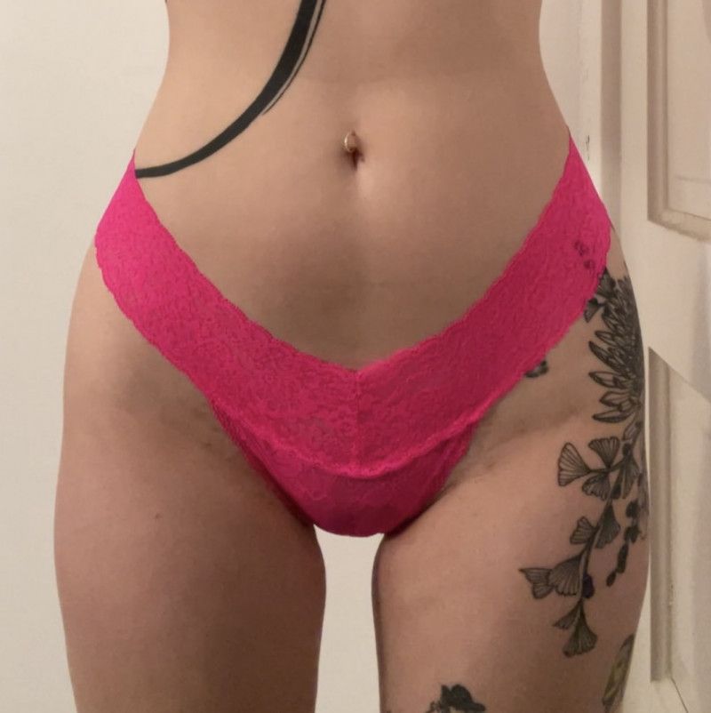 Hot pink lace thong