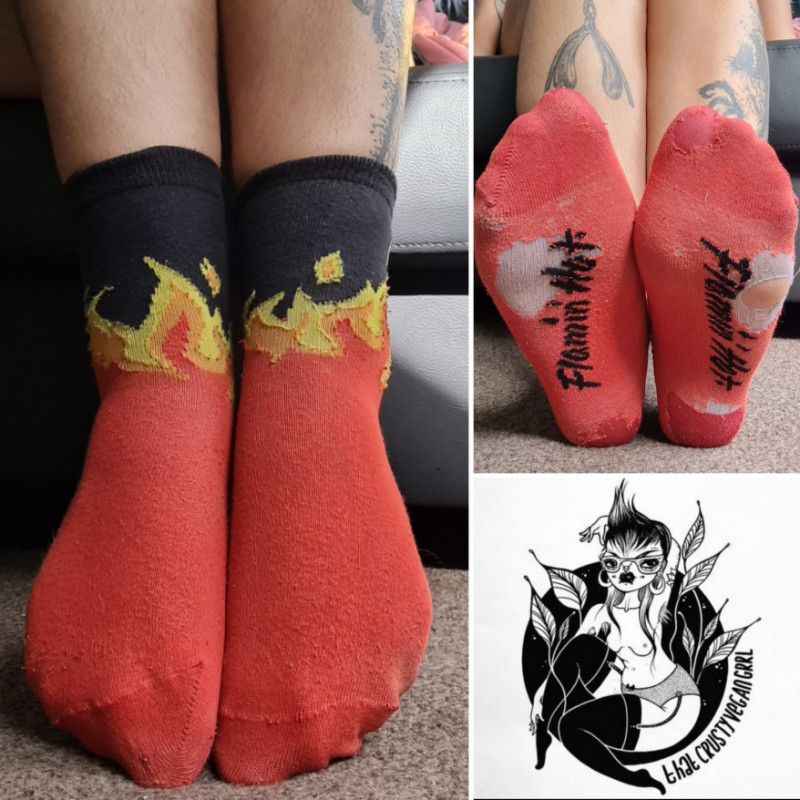 Flaming hot cheetos socks well worn