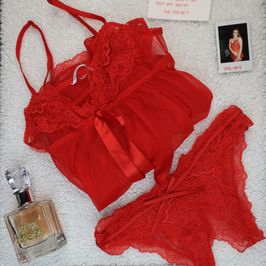 Victorias Secret Mesh and Lace Babydoll and Crotchless Panty