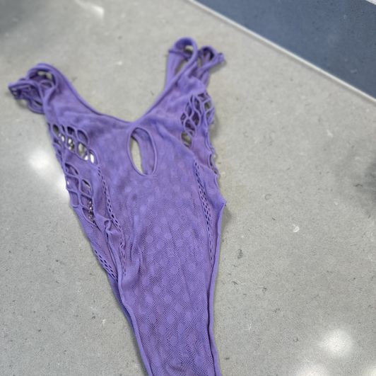 Lilac bodysuit worn many times