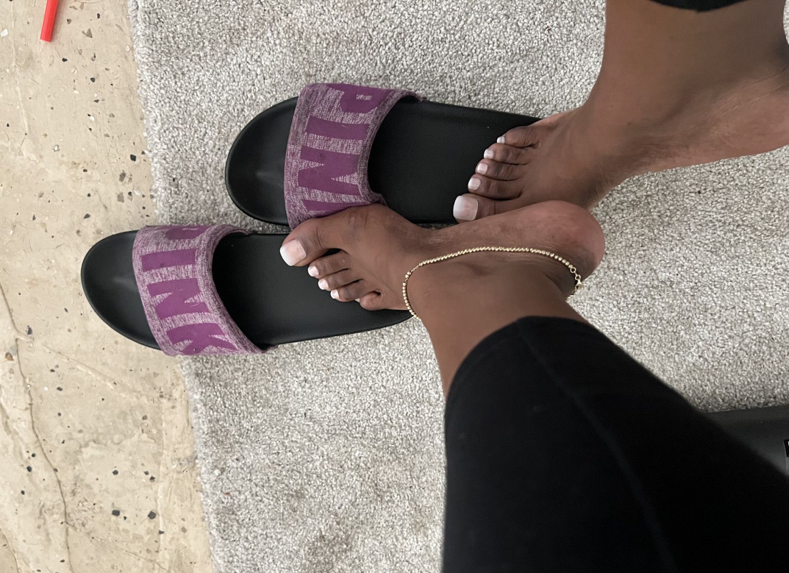 Old sweaty pink sandals