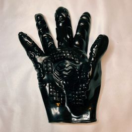 Ribbed latex pleasure glove