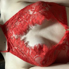 Red lace bralette