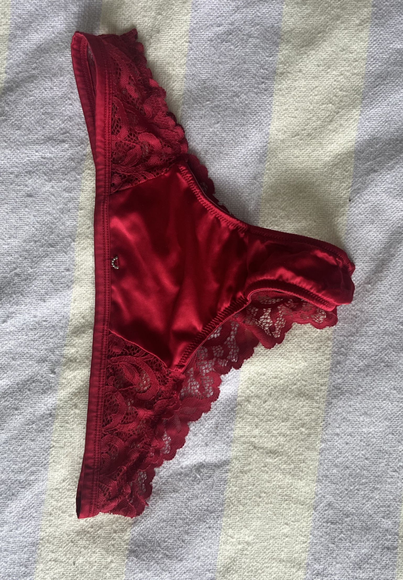 Sexy red worn panties amateur wife