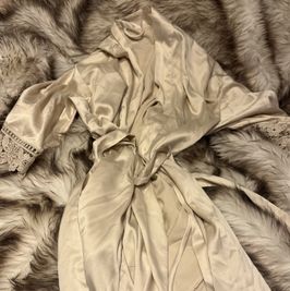 Silky Robe Beige Tan Gold Nude Sexy Luxurious Small