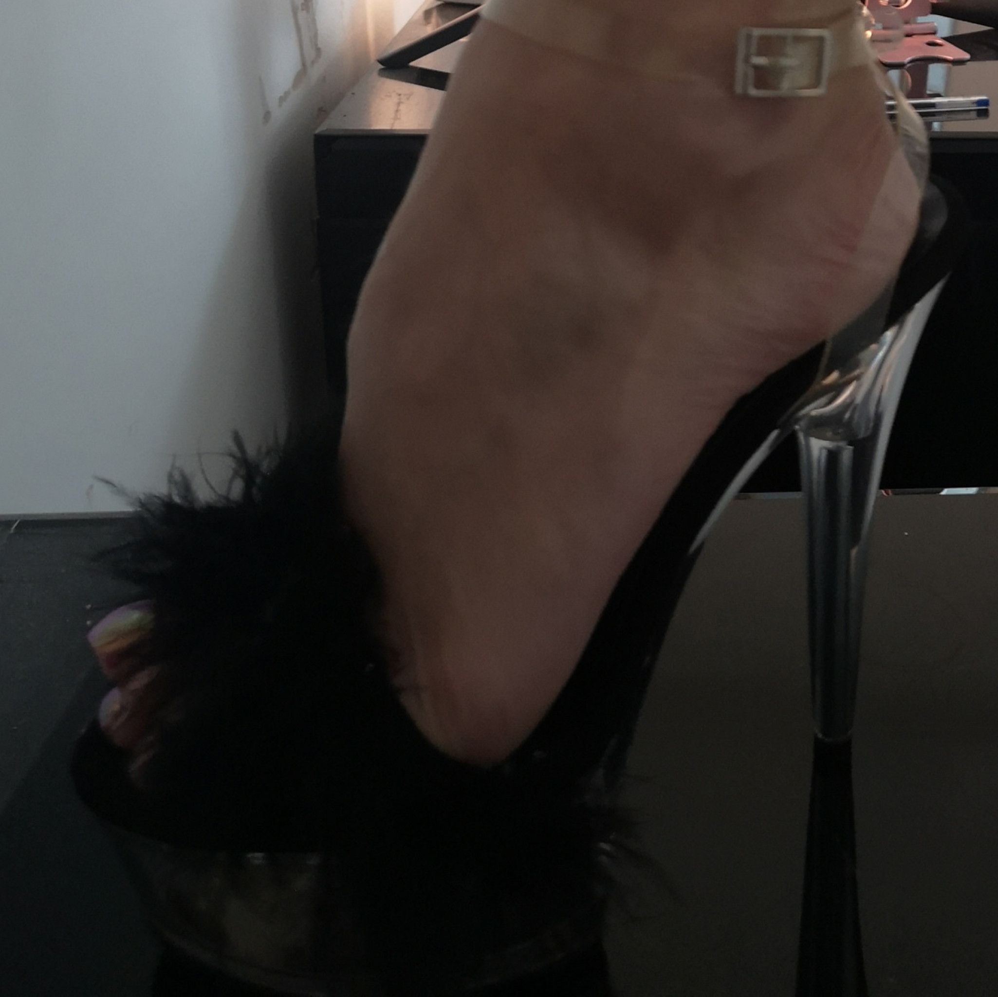 Used fluffy stiletto