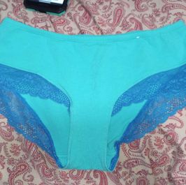 Worn blue panties