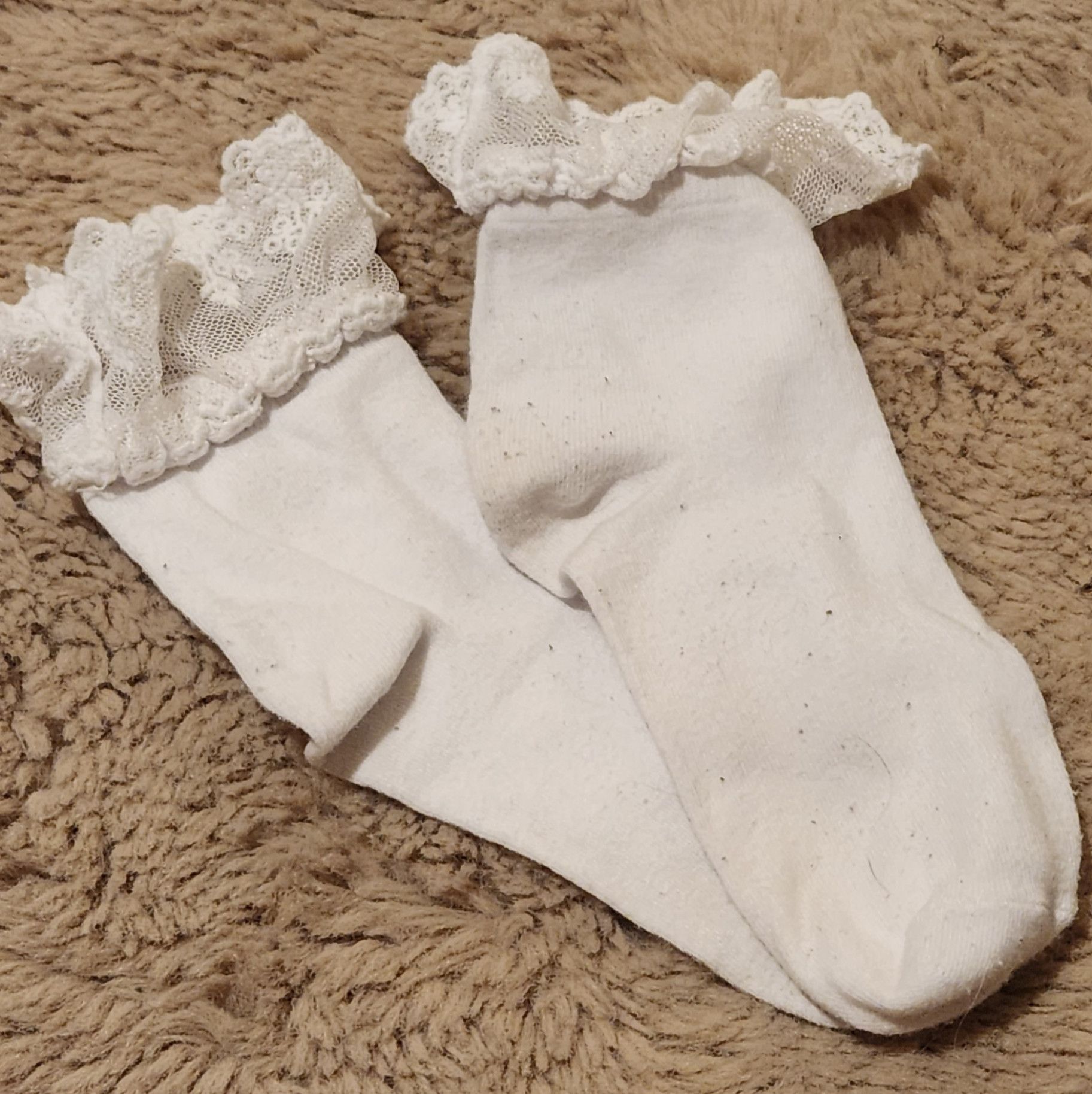 Lacy White Ankle Socks Worn to Order