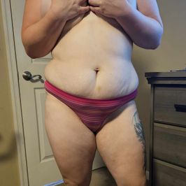 Stretchy Pink Striped Thong