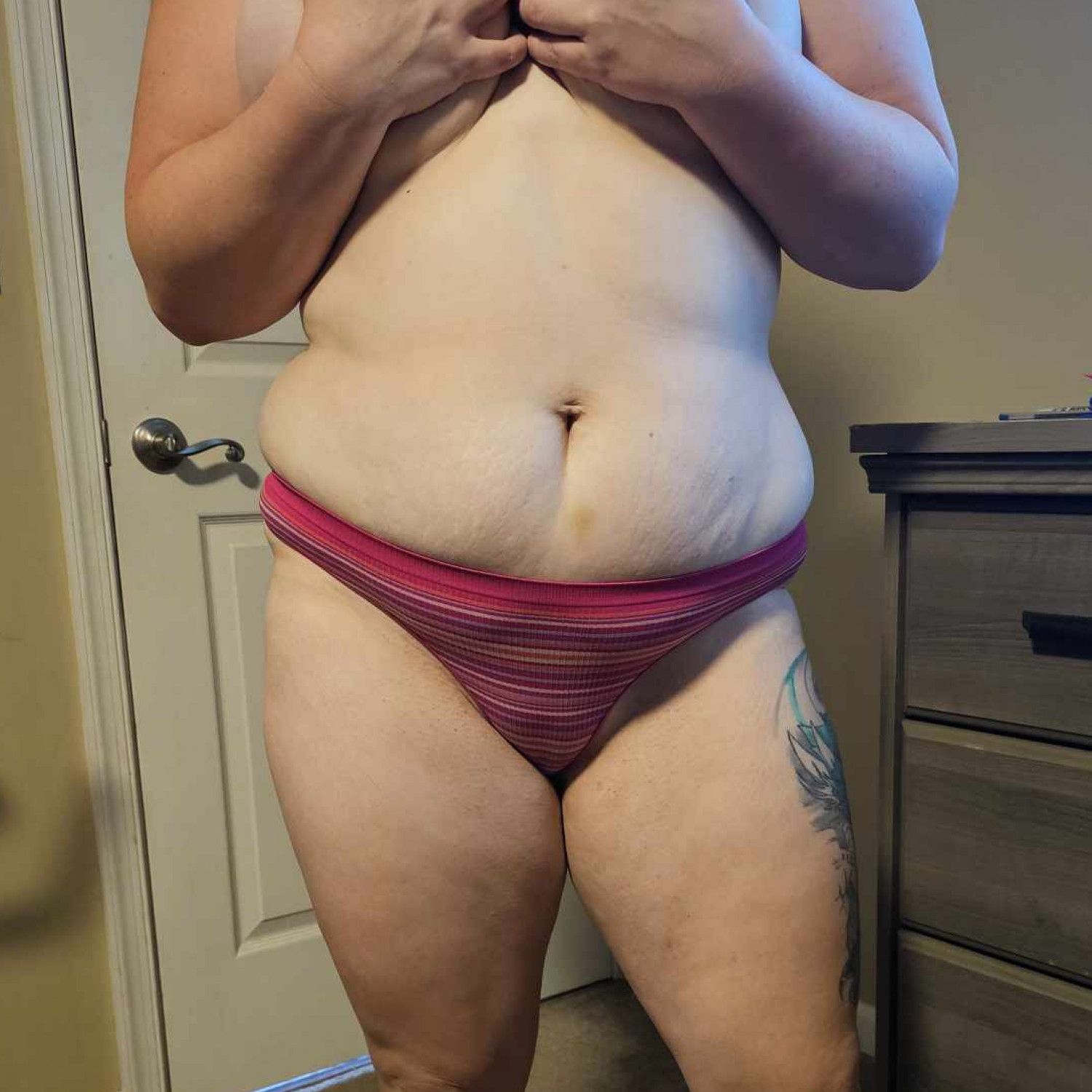 Stretchy Pink Striped Thong