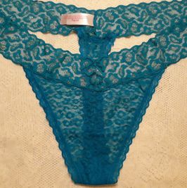 Teal lace thong panties