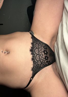 Black lacy thong