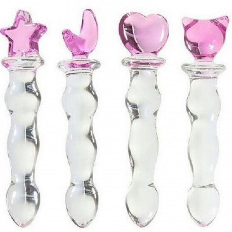 4 beautiful glass dildos