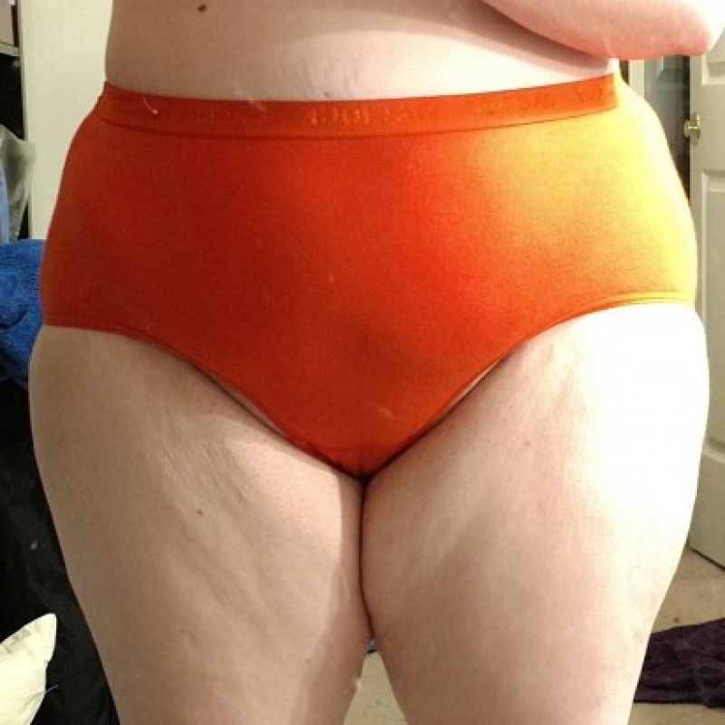 Worn Orange Granny Panties Plus