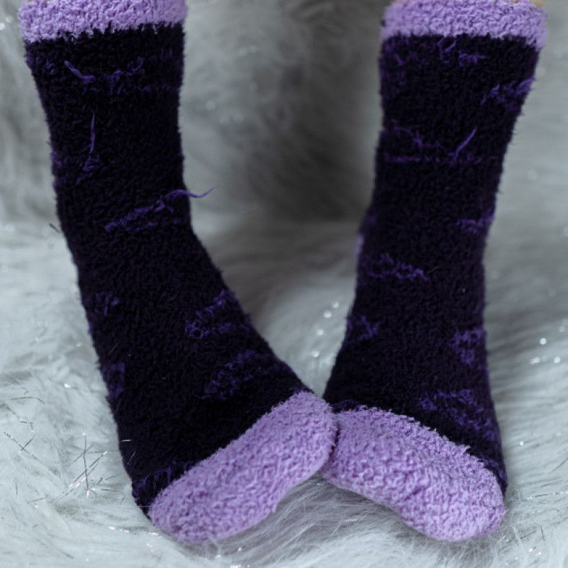 Purple Fluffy Ankle High Socks