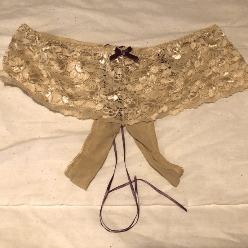 Crotchless Beige Panties USED