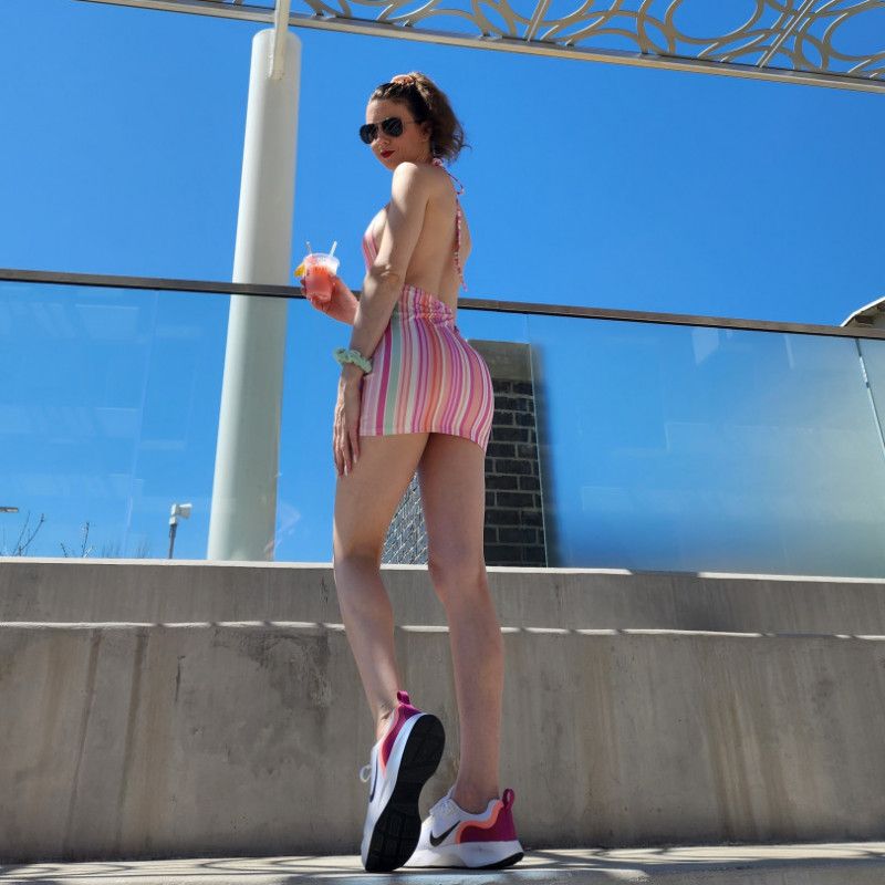 Pink And White Dress With Tracking