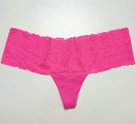 Dirty Hot Pink Floral Lace Thong Panties