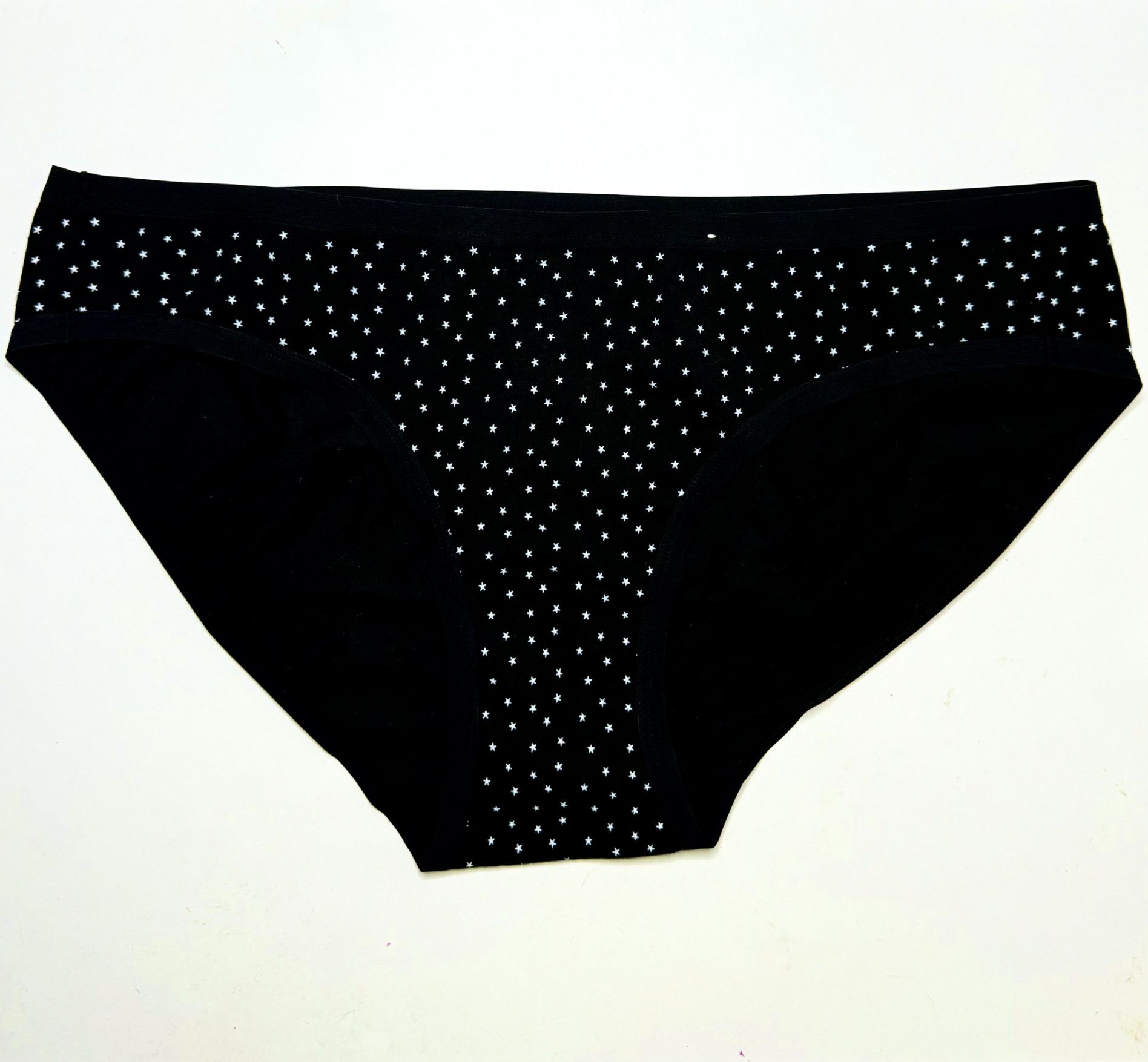 Dirty Black Bikini Panties with White Stars