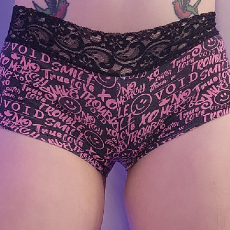 Black and Pink Doodles Boyshorts