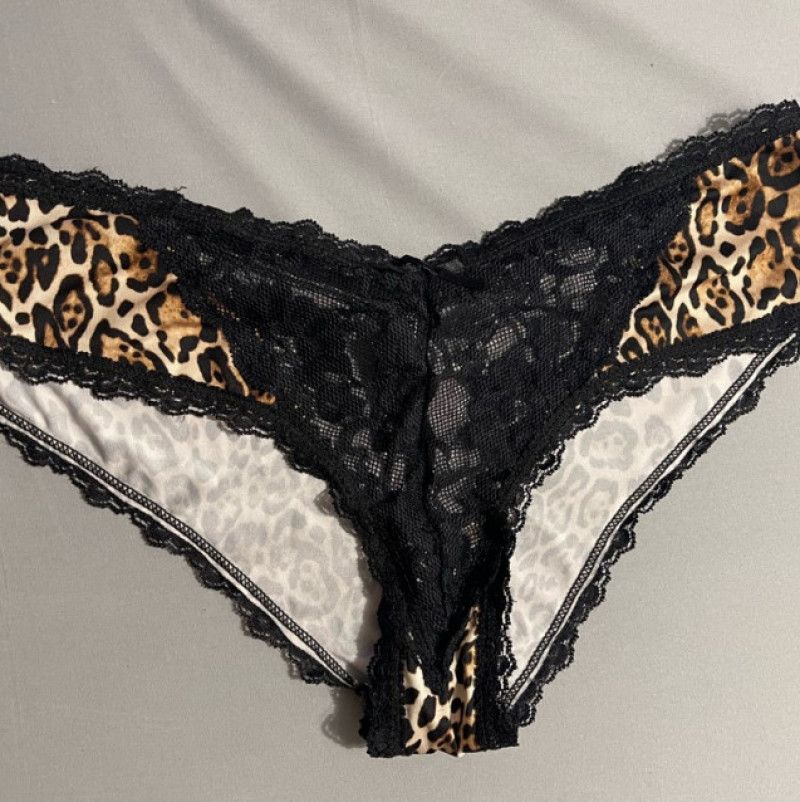 Leopard Print and Black Lace Cheeky Panties