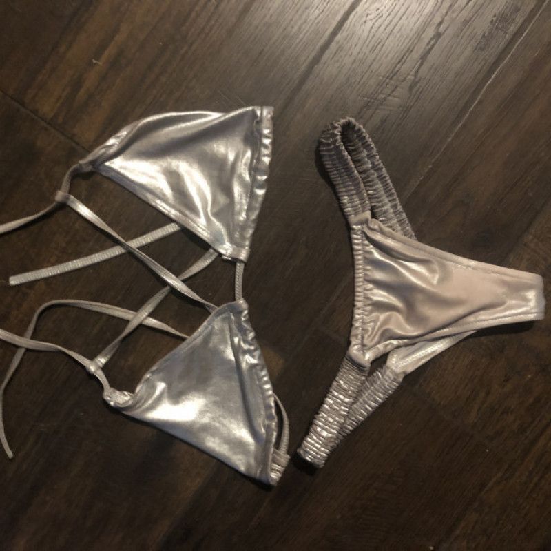 Silver Bikini top and matching G String