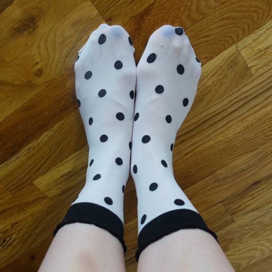 White and Black Polka Dot Socks!