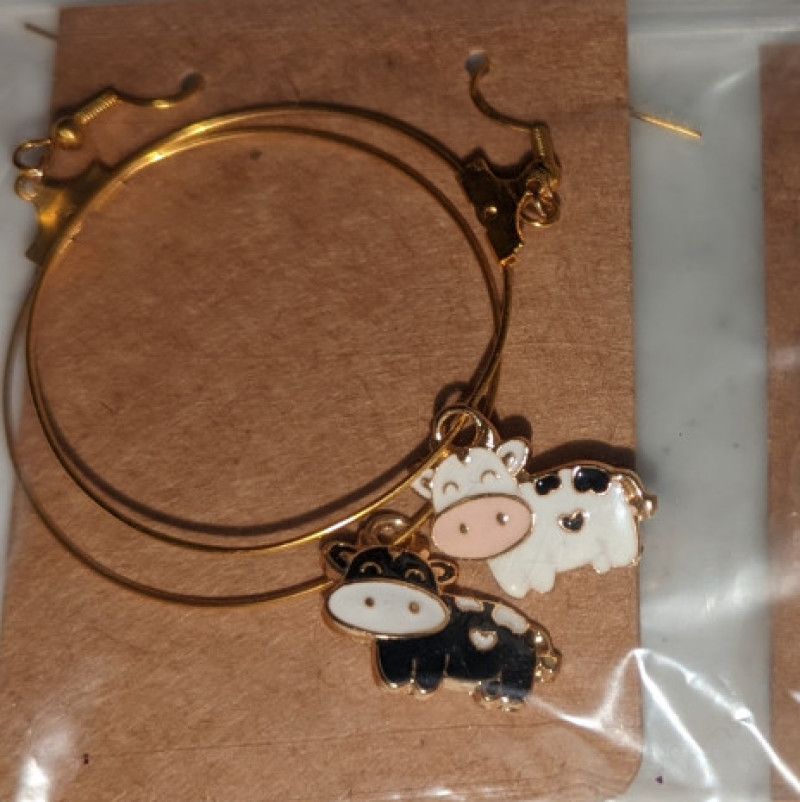 hoop cow earrings