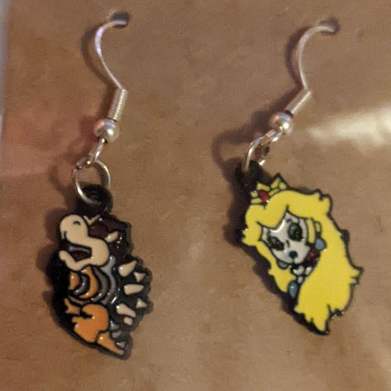 bowser and peach earrings