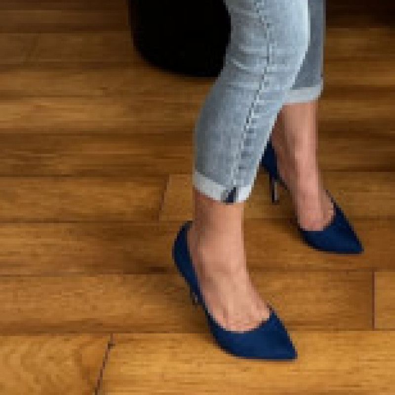 Blue suede heels