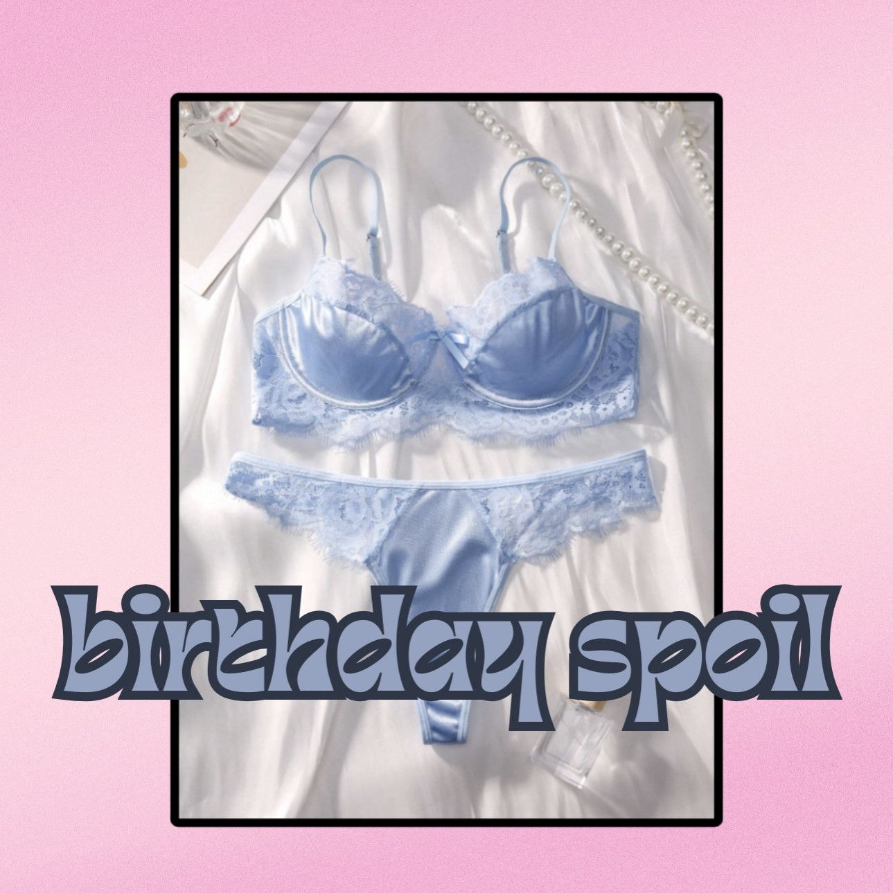 Get me: Blue Satin Lingerie Set