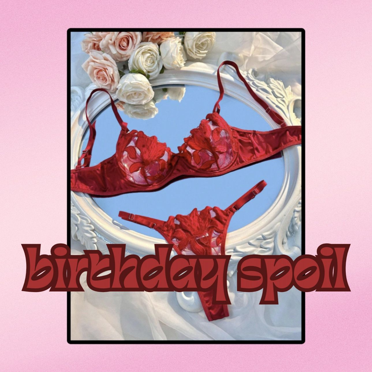 Get me: Red Floral Lingerie Set