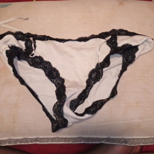 White and black lace panties