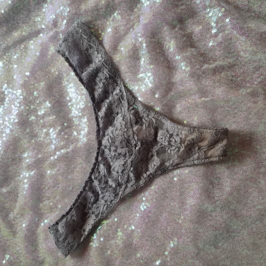 Used Grey lace thong