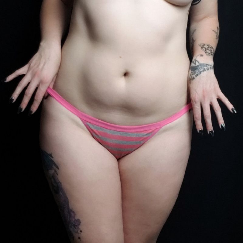 New Pink Striped Thong