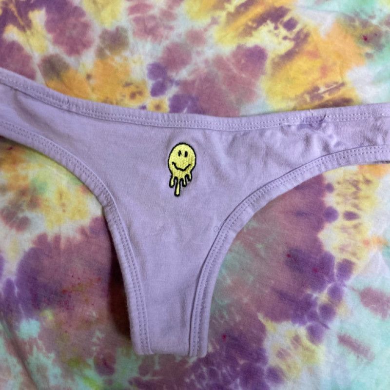 Purple Smiley Face thong