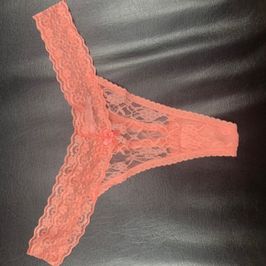 Peach Lace Thong Panties