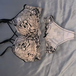 Worn bra and panties set