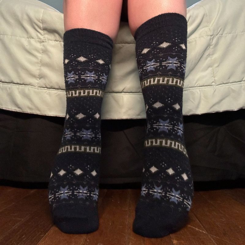 Blue socks with pattern