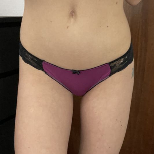 Used purple and black panties
