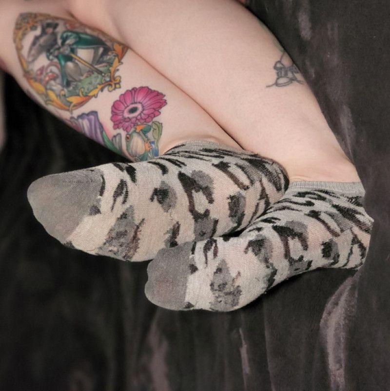 Black and Gray Camo Print Ankle Socks